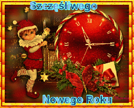 Dziewczynka w czerwonym stroju szczęśliwego nowego roku